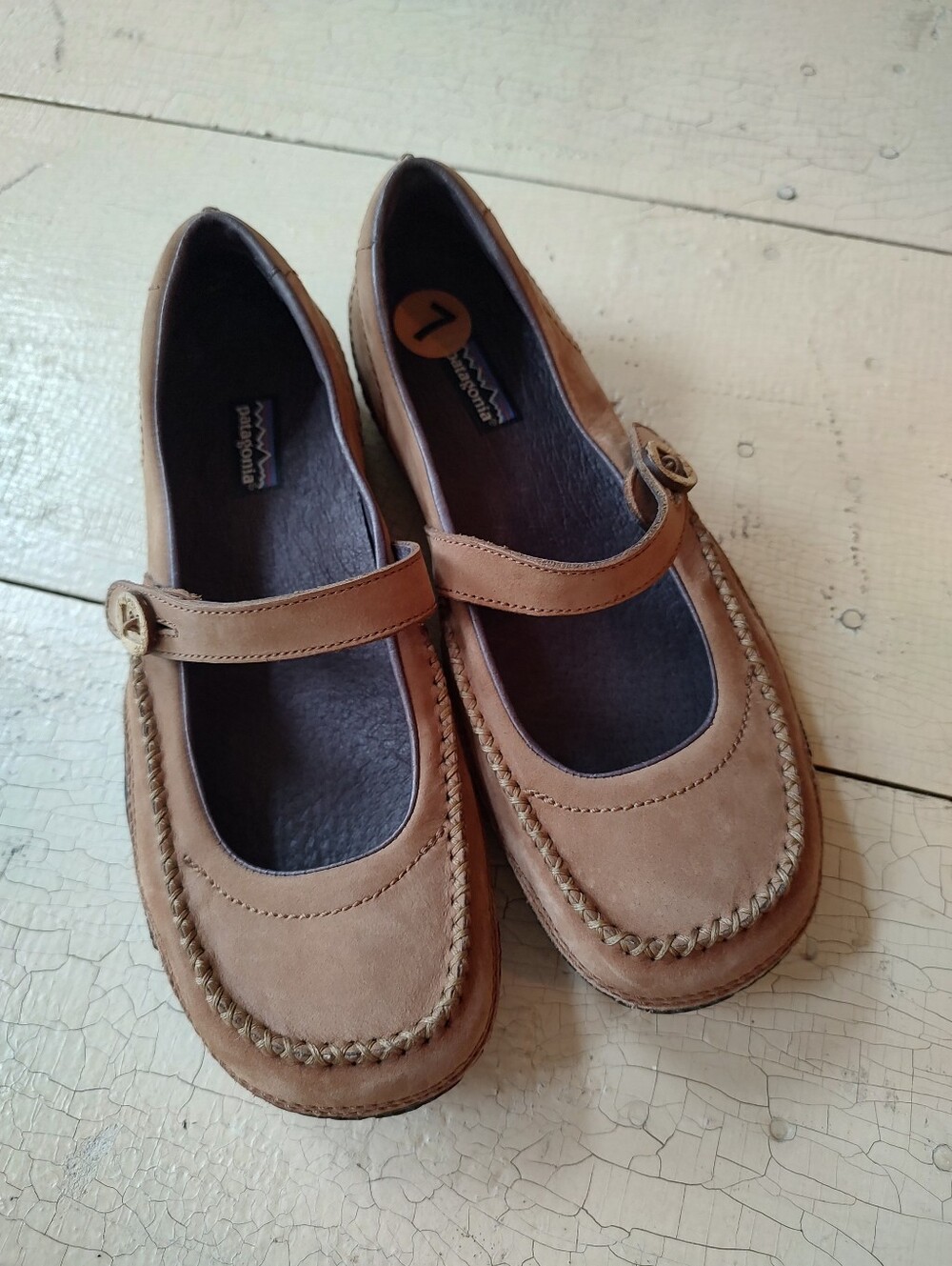 Women's Patagonia Tan Leather Mary Jane Flats